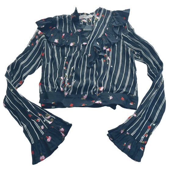 PREEN LINE Ruffle Bell Sleeve Top in Black - Picture 1 of 3